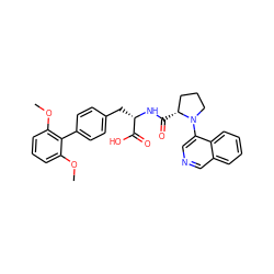 COc1cccc(OC)c1-c1ccc(C[C@H](NC(=O)[C@@H]2CCCN2c2cncc3ccccc23)C(=O)O)cc1 ZINC000013445618