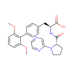 COc1cccc(OC)c1-c1ccc(C[C@H](NC(=O)[C@@H]2CCCN2c2cnccn2)C(=O)O)cc1 ZINC000013445606