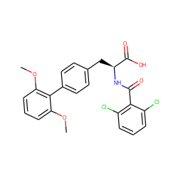 COc1cccc(OC)c1-c1ccc(C[C@H](NC(=O)c2c(Cl)cccc2Cl)C(=O)O)cc1 ZINC000001490484