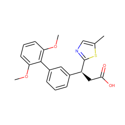 COc1cccc(OC)c1-c1cccc([C@H](CC(=O)O)c2ncc(C)s2)c1 ZINC000219434656