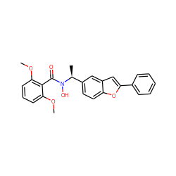 COc1cccc(OC)c1C(=O)N(O)[C@@H](C)c1ccc2oc(-c3ccccc3)cc2c1 ZINC000013738954