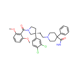 COc1cccc(OC)c1C(=O)N1CC[C@@](CCN2CCC(C(N)=O)(c3ccccc3)CC2)(c2ccc(Cl)c(Cl)c2)C1 ZINC000003930918