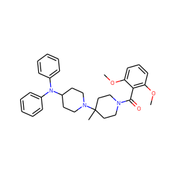 COc1cccc(OC)c1C(=O)N1CCC(C)(N2CCC(N(c3ccccc3)c3ccccc3)CC2)CC1 ZINC000013560294