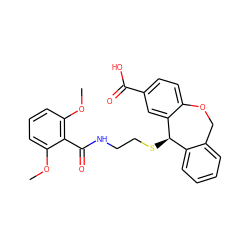 COc1cccc(OC)c1C(=O)NCCS[C@@H]1c2ccccc2COc2ccc(C(=O)O)cc21 ZINC000013727000