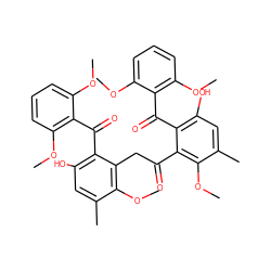 COc1cccc(OC)c1C(=O)c1c(O)cc(C)c(OC)c1CC(=O)c1c(OC)c(C)cc(O)c1C(=O)c1c(OC)cccc1OC ZINC000473134820