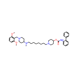 COc1cccc(OC)c1CN1CCC(N(C)CCCCCCCCN2CCC(OC(=O)Nc3ccccc3-c3ccccc3)CC2)CC1 ZINC000049605358