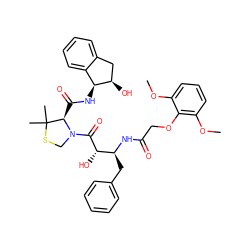 COc1cccc(OC)c1OCC(=O)N[C@@H](Cc1ccccc1)[C@H](O)C(=O)N1CSC(C)(C)[C@H]1C(=O)N[C@H]1c2ccccc2C[C@H]1O ZINC000049888897