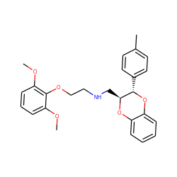 COc1cccc(OC)c1OCCNC[C@@H]1Oc2ccccc2O[C@H]1c1ccc(C)cc1 ZINC000013473094