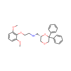 COc1cccc(OC)c1OCCNC[C@H]1COCC(c2ccccc2)(c2ccccc2)O1 ZINC000095593894