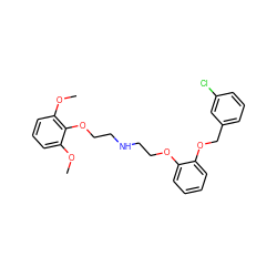 COc1cccc(OC)c1OCCNCCOc1ccccc1OCc1cccc(Cl)c1 ZINC000013676638