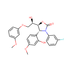 COc1cccc(OC[C@@H](O)[C@H]2OC(=O)N(c3cccc(F)c3)[C@@H]2c2ccc(OC)cc2O)c1 ZINC000029130254