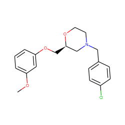 COc1cccc(OC[C@@H]2CN(Cc3ccc(Cl)cc3)CCO2)c1 ZINC000653725393