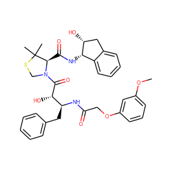 COc1cccc(OCC(=O)N[C@@H](Cc2ccccc2)[C@H](O)C(=O)N2CSC(C)(C)[C@H]2C(=O)N[C@H]2c3ccccc3C[C@H]2O)c1 ZINC000044351205