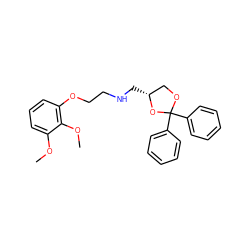COc1cccc(OCCNC[C@@H]2COC(c3ccccc3)(c3ccccc3)O2)c1OC ZINC000049020496