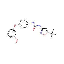 COc1cccc(Oc2ccc(NC(=O)Nc3cc(C(C)(C)C)on3)cc2)c1 ZINC000040899263