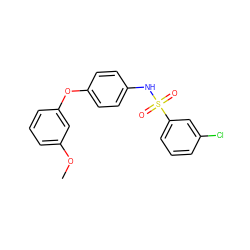 COc1cccc(Oc2ccc(NS(=O)(=O)c3cccc(Cl)c3)cc2)c1 ZINC001772635442