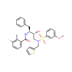 COc1cccc(S(=O)(=O)N(Cc2cccs2)C[C@@H](O)[C@H](Cc2ccccc2)NC(=O)c2cccc(F)c2C)c1 ZINC000016052445