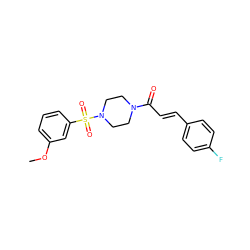 COc1cccc(S(=O)(=O)N2CCN(C(=O)/C=C/c3ccc(F)cc3)CC2)c1 ZINC000206371756