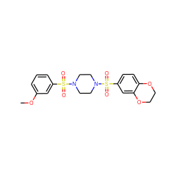 COc1cccc(S(=O)(=O)N2CCN(S(=O)(=O)c3ccc4c(c3)OCCO4)CC2)c1 ZINC000013831703