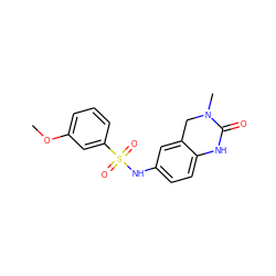 COc1cccc(S(=O)(=O)Nc2ccc3c(c2)CN(C)C(=O)N3)c1 ZINC000095575899