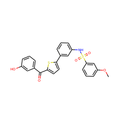 COc1cccc(S(=O)(=O)Nc2cccc(-c3ccc(C(=O)c4cccc(O)c4)s3)c2)c1 ZINC000473145755