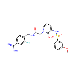 COc1cccc(S(=O)(=O)Nc2cccn(CC(=O)NCc3ccc(C(=N)N)cc3F)c2=O)c1 ZINC000028225614