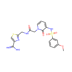 COc1cccc(S(=O)(=O)Nc2cccn(CC(=O)NCc3nc(C(=N)N)cs3)c2=O)c1 ZINC000028226127