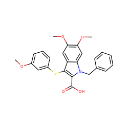 COc1cccc(Sc2c(C(=O)O)n(Cc3ccccc3)c3cc(OC)c(OC)cc23)c1 ZINC000028769772