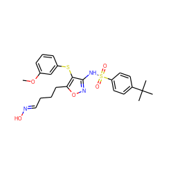 COc1cccc(Sc2c(NS(=O)(=O)c3ccc(C(C)(C)C)cc3)noc2CCC/C=N/O)c1 ZINC000029546327