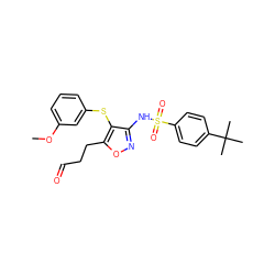 COc1cccc(Sc2c(NS(=O)(=O)c3ccc(C(C)(C)C)cc3)noc2CCC=O)c1 ZINC000029489634