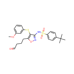 COc1cccc(Sc2c(NS(=O)(=O)c3ccc(C(C)(C)C)cc3)noc2CCCC=O)c1 ZINC000029549629