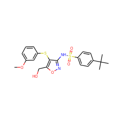 COc1cccc(Sc2c(NS(=O)(=O)c3ccc(C(C)(C)C)cc3)noc2CO)c1 ZINC000029547107