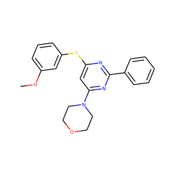 COc1cccc(Sc2cc(N3CCOCC3)nc(-c3ccccc3)n2)c1 ZINC000001398527