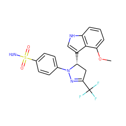 COc1cccc2[nH]cc([C@@H]3CC(C(F)(F)F)=NN3c3ccc(S(N)(=O)=O)cc3)c12 ZINC000029061259