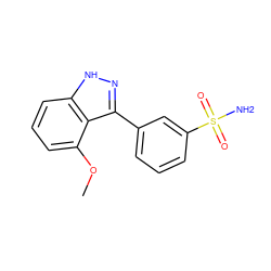 COc1cccc2[nH]nc(-c3cccc(S(N)(=O)=O)c3)c12 ZINC000299830159