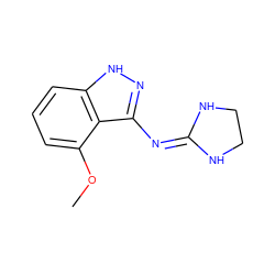 COc1cccc2[nH]nc(N=C3NCCN3)c12 ZINC000066165968