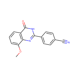 COc1cccc2c(=O)[nH]c(-c3ccc(C#N)cc3)nc12 ZINC000013782471