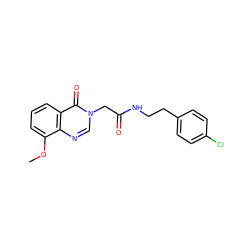 COc1cccc2c(=O)n(CC(=O)NCCc3ccc(Cl)cc3)cnc12 ZINC000653733751