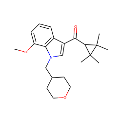 COc1cccc2c(C(=O)C3C(C)(C)C3(C)C)cn(CC3CCOCC3)c12 ZINC000014975789