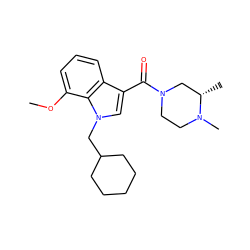 COc1cccc2c(C(=O)N3CCN(C)[C@@H](C)C3)cn(CC3CCCCC3)c12 ZINC000058523499