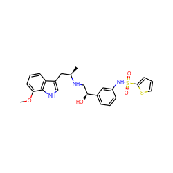 COc1cccc2c(C[C@@H](C)NC[C@H](O)c3cccc(NS(=O)(=O)c4cccs4)c3)c[nH]c12 ZINC000028458328