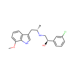 COc1cccc2c(C[C@H](C)NC[C@H](O)c3cccc(Cl)c3)c[nH]c12 ZINC000003826401