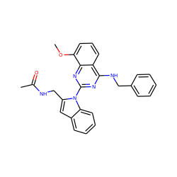 COc1cccc2c(NCc3ccccc3)nc(-n3c(CNC(C)=O)cc4ccccc43)nc12 ZINC000219014892