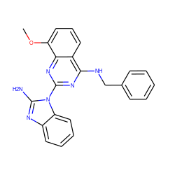 COc1cccc2c(NCc3ccccc3)nc(-n3c(N)nc4ccccc43)nc12 ZINC000096021026