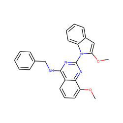 COc1cccc2c(NCc3ccccc3)nc(-n3c(OC)cc4ccccc43)nc12 ZINC000219003517