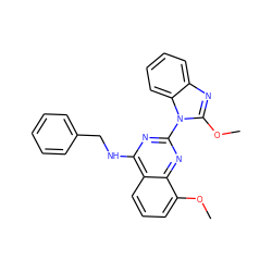 COc1cccc2c(NCc3ccccc3)nc(-n3c(OC)nc4ccccc43)nc12 ZINC000219003894