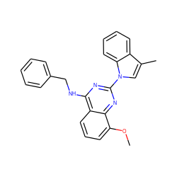 COc1cccc2c(NCc3ccccc3)nc(-n3cc(C)c4ccccc43)nc12 ZINC000219024094