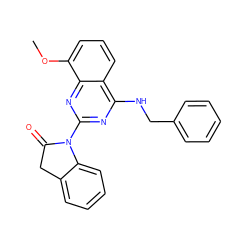 COc1cccc2c(NCc3ccccc3)nc(N3C(=O)Cc4ccccc43)nc12 ZINC000218971224