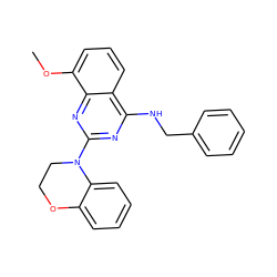 COc1cccc2c(NCc3ccccc3)nc(N3CCOc4ccccc43)nc12 ZINC000168200560