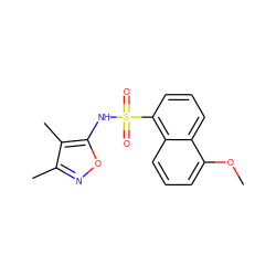 COc1cccc2c(S(=O)(=O)Nc3onc(C)c3C)cccc12 ZINC000013734251